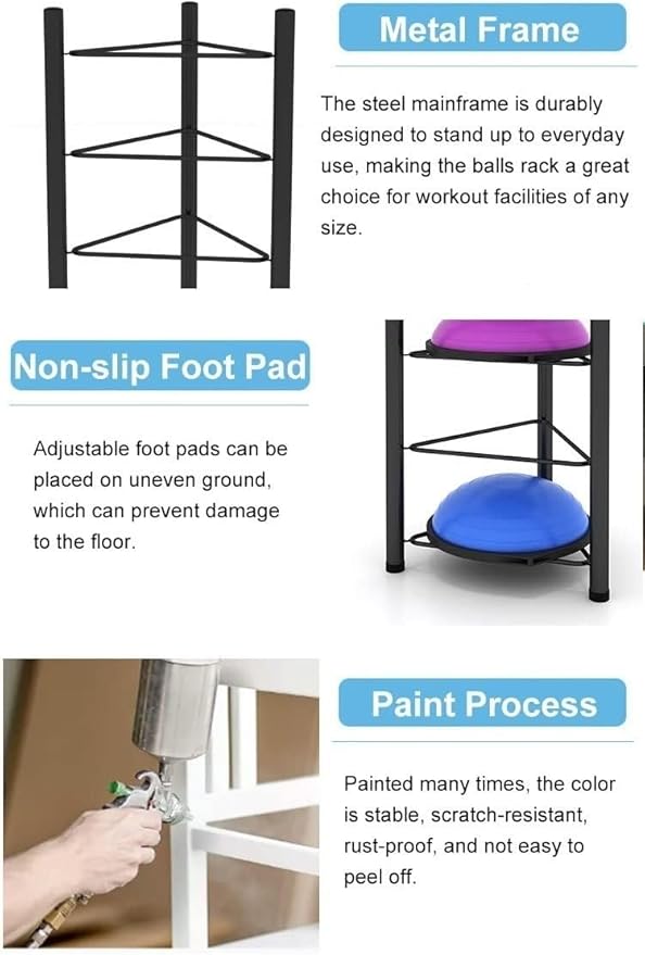 3/5/6/7 Tier Floor Stand Storage Organizer Exercise Half Balance Ball Storage Rack, Home Gym Workout Equipment for Bosu Slam Bowling Medicine Balls(White,6 Layer - 63in)