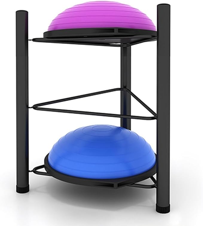 Black Exercise Half Balance Ball Storage Rack - Home Gym Workout Equipment 3/5/6/7 Tier Floor Stand Storage Organizer for Bosu Slam Bowling Medicine Balls(3 layer-70cm/27.5in)