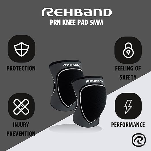Rehband Knee Pads for Volleyball, Handball & Indoor Sports, Neoprene Knee Sleeve Protector, Comfortable & Snug Fit, Shock-absorbing Sports Knee Pads Unisex, Colour:Steel Grey - 1 Pair, Size:XX-Large
