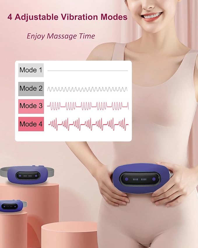 Electric Heating Pad,Portable Cordless Menstrual Heating Pad with 4 Heat Levels and 4 Massage Modes, Fast Large Heating Belly Wrap Belt(Navy Blue)
