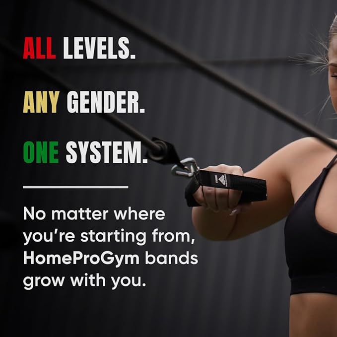HomeProGym Stackable Resistance Band Set - with Up to 450LBS of Resistance, Band Bar, Premium Handles, Heavy Duty Door Anchor, Padded Ankle Straps, Digital Workout Guide
