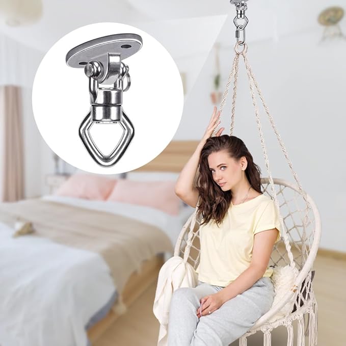 BeneLabel 2Pack Swing Hanger with Bearing Swivel 800LB Capacity Stainless Steel Aerial Silks Ceiling Mount Bracket Hammock Hardware for Swings, Hanging Chair, Aerial Hoop, Heavy Bag, Yoga Swing