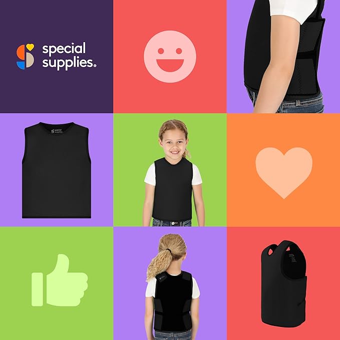 Special Supplies Sensory Compression Vest Deep Pressure Comfort (Black, X-Small)