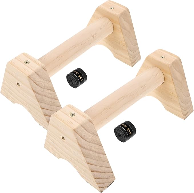 TEHAUX Wooden Push up Handles and Parallettes 30cm Pushup Bars for Floor Exercise Beech Wood Workout Grips Strength Training Equipment for Men and Women Calisthenics