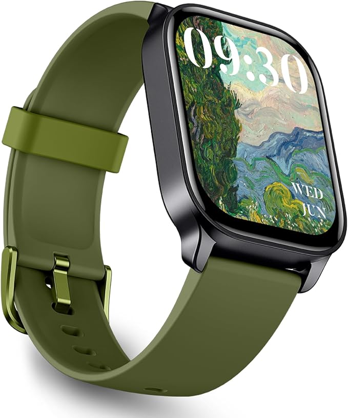 OCTANDRA Spark VeryFit 2.01" Bluetooth Answer Call Alexa Smart Watch Body Energy Heart Rate HRV Oxygen Saturation Sleep Monitor Step Tracker IP68 Fitness Watches for Men Women (IDW17) (Green)