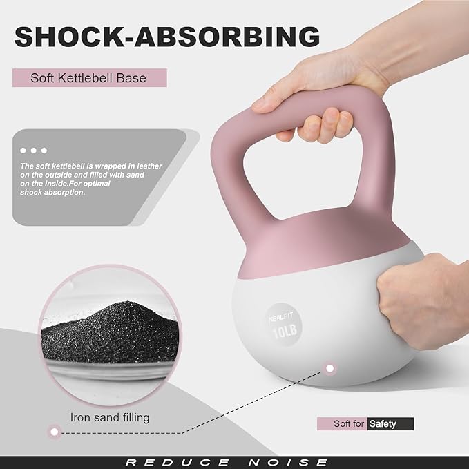 Soft Kettlebell 5LB/10LB/15LB/20LB/25LB, Kettlebells for Home Gym Strength Training, Anti-Slip Fitness Weights for Men Women