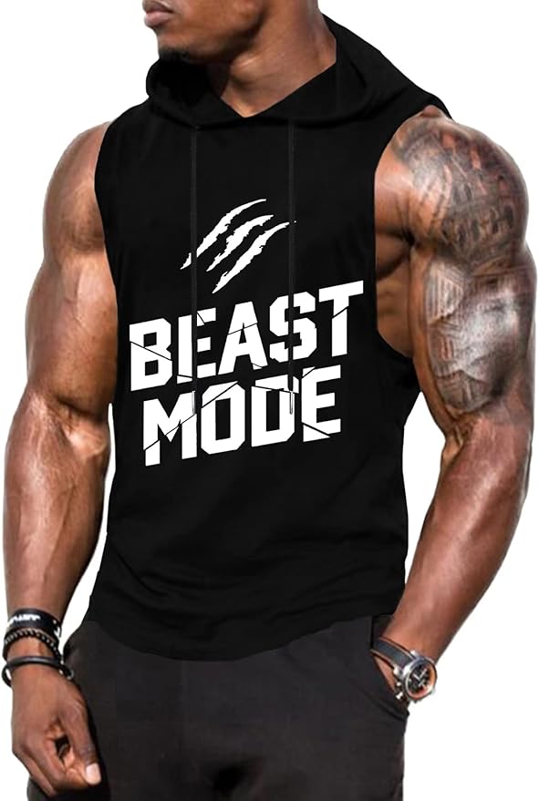 Babioboa Men's Workout Hooded Tank Tops Sports Training Sleeveless Gym Hoodies Bodybuilding Cut Off Muscle Shirts