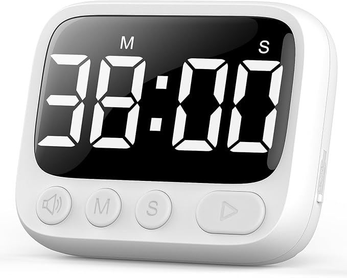 HAUKINIX Shower Timer Waterproof Bathroom Toilet Timer Digital Kitchen for Wall Mount, Study w/Foldable Stand, Countdown Stopwatch w/Suction Cup for Swim, Rechargeable, White