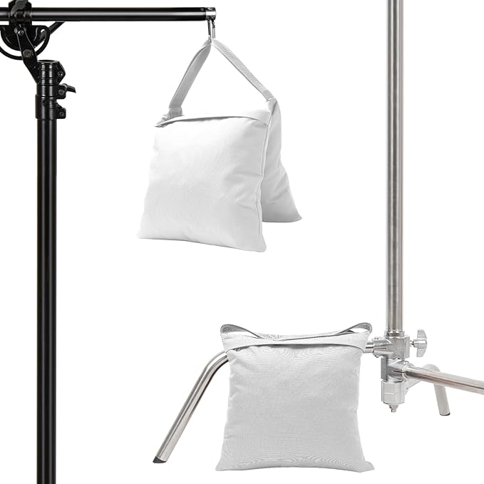 4 Packs White Sandbag Weight Bags for Light Stand Photography Video Equipment, Heavy Duty Saddlebags for Backdrop Stand, Photo Tripod, Canopy, Pop up Tent, Umbrella Base, Fishing Chair, Picnic Table