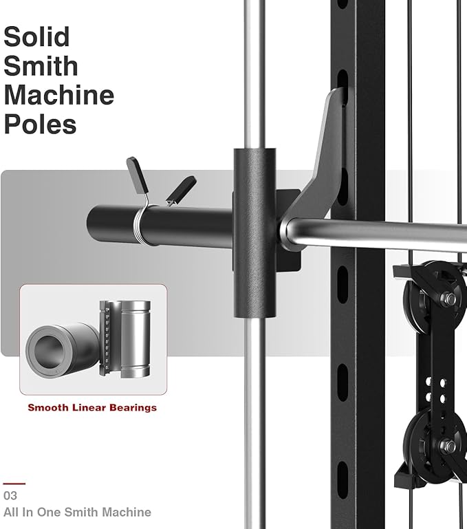 DONOW Smith Machine with Weight Stacks, Multi Function Home Gym System Training Power Cage Squat Rack Dual Cable Crossover Machine All in One