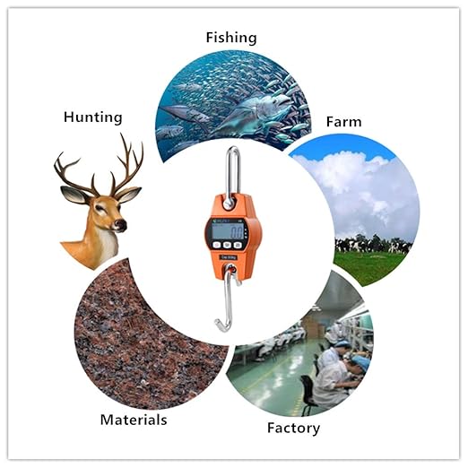Klau Digital Hanging Scale High Precision Sensor 300 kg / 600 lb OCS-L Heavy Duty Industrial Crane Scales Smart Hoist Orange for Home Indoor Farm Factory Hunting Outdoor