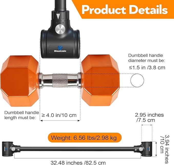 Dumbbell Converter, Transform Dumbbells to Barbell Bar,Adjustable & Up to 176 lb, Anti-Slip Grip & Secure Fit, Dumbbell Barbell Converter Bar Set for Home Gym, Compatible with Most Dumbbells, Strength Training Equipment for Weight Lifting