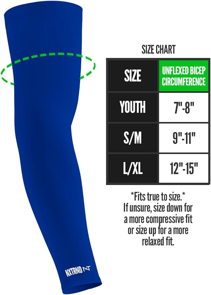 1 Pair Nxtrnd Compression Arm Sleeves for Men, Breathable Football, Basketball, Baseball Accessory, Adult & Kids