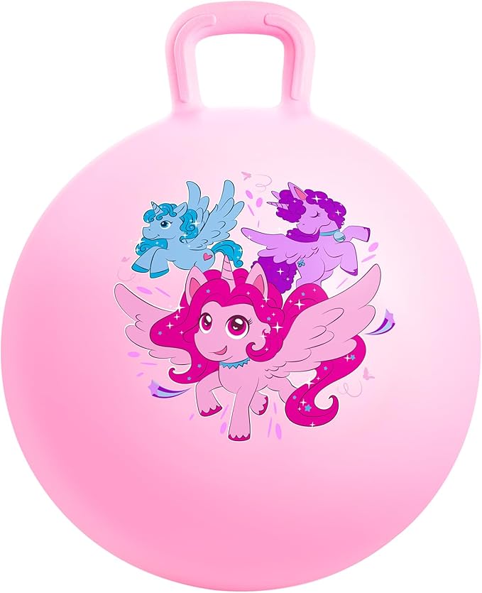 PlayZap Hopper Balls for Kids 3-8, 18 Inches Bouncy Ball with Handle, Inflatable Bouncing Hopper, Jumping Hopping Toys Hippity Hop Girls Boys Gifts, Pink