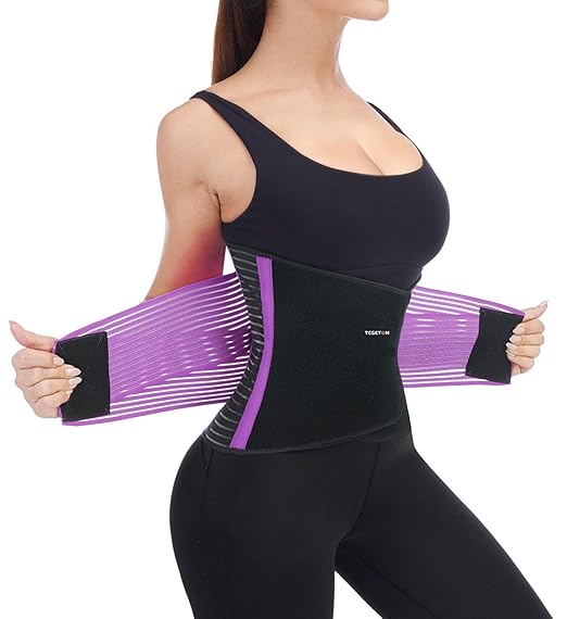 TESETON Back Support Brace Belt for Men & Women, Breathable Lumbar Support Belt, scoliosis back brace, Waist Relax Lower Back Pain & Sciatica Pain Relief with 8 reinforced Bones 02 Purple-L