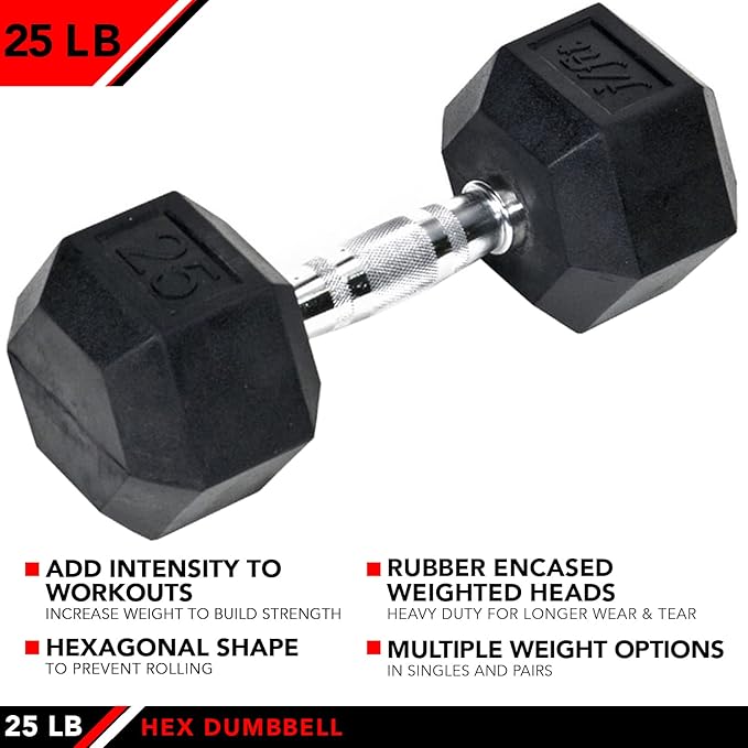JFIT Rubber Hex Dumbbell
