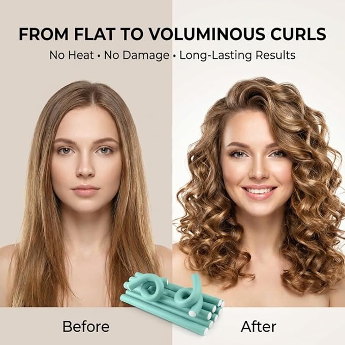 My Beauty Spot Flexi Rods Foam Hair Rollers 1" Diameter Professional Salon Quality 10 Pcs Rubber Hair Rollers for Long, Medium and Short Hair (Blue)