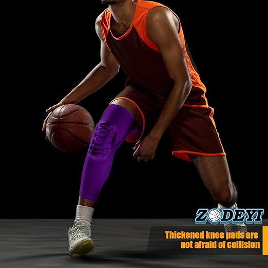 Knee Pads Wrestling Knee Sleeve Compression Leg Sleeves for Volleyball Basketball, Knee Compression Sleeve for Youth and Adult(Purple_XL_2 Pcs)