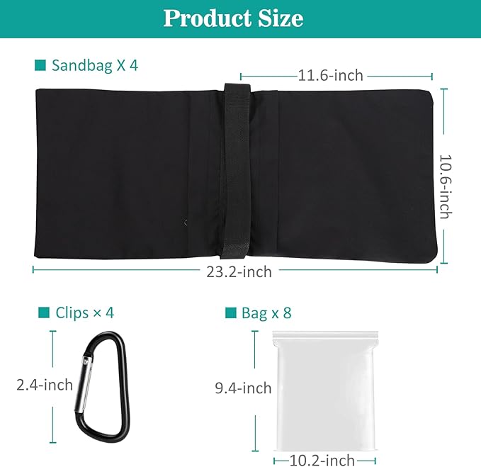 Aimosen 8 Packs Sandbags Weight Bags for Light Stand Photography Video Support, Heavy Duty Saddlebags for Backdrop Stand, Photo Tripod, Canopy, Pop up Tent, Umbrella Base, Fishing Chair, Wedding Shed