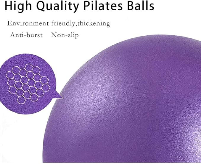 Pilates Exercise Ball for Yoga, Barre, Fitness & Physical Therapy Mini Squishy Balance Ball for Home Workouts Includes Pump for Easy Inflation