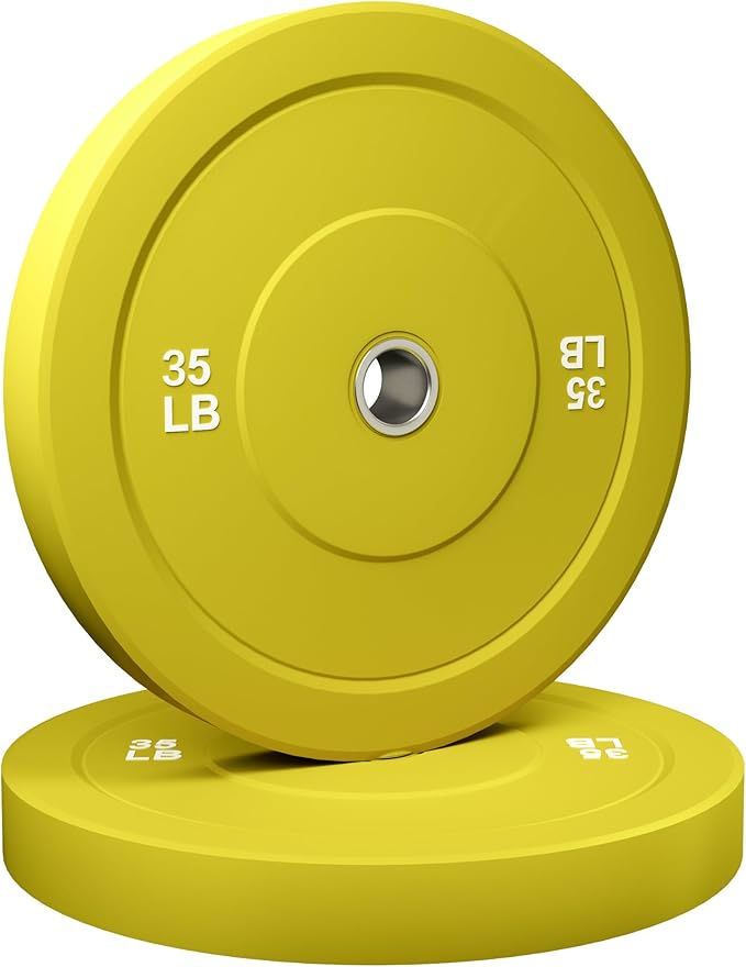 Colored Bumper Weight Plates Olympic Weight Plate Set 2-Inch, 10/15/25/35lb Rubber Weight Plates Set for Strength Training Home Gym, Barbell Weights Plates for Heavy Weight Lifting
