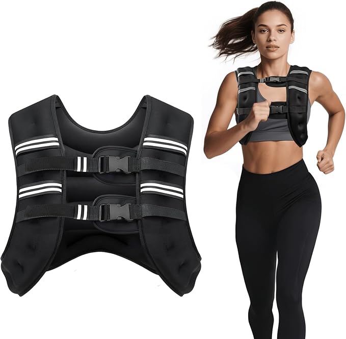 Weighted Vest, 6lb/8lb/12lb/16lb/20lb/30lb for Men, Women with Reflective Stripe, Weight Vests Adjustable for Workout, Strength Training, Running, Fitness, Muscle Building, Weight Loss clearance