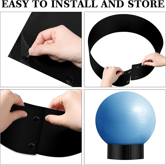 Wenqik 3 Pcs Exercise Ball Stand Holder 14.5 Inch Plastic Yoga Ball Base Stability Fitness Display Stand Medicine Therapy Carrier Storage Stackers