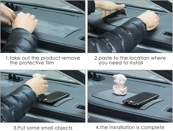 Extra Large 26 x 15cm Magic Anti-Slip Non-Slip Mat Car Dashboard Sticky Pad Adhesive Mat for Cell Phone, CD, Electronic Devices, iPhone, iPod, MP3, MP4, GPS - Black