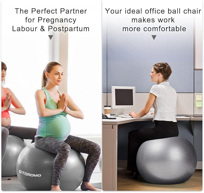 Anti-Burst Pregnancy Exercise Ball – High Weight Capacity Stability Ball for Yoga, Pilates & Labor Support, Eco-Friendly PVC Fitness Ball for Moms, Includes Pump (45cm-95cm)