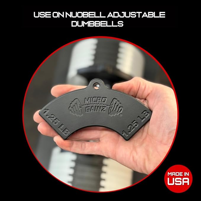 Micro Gainz 1.25LB Magnetic Weight Attachment for Nuobell Style Adjustable Dumbbells, Choose 2 or 4 Piece Magnetic Weight Plates, Ideal for Micro Loading Dumbbells, Made in USA