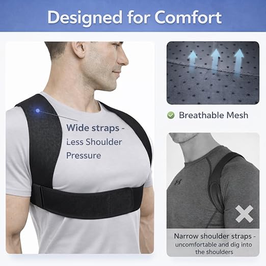 Posture Corrector for Women and Men - Lightweight Upper Back Brace Posture Corrector for Neck Shoulder & Back Pain Relief Under Clothes - Invisible Shoulder Support Brace Improve Posture Correct Hunchback Slouching