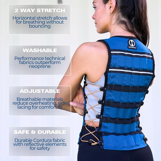 Hyperwear HyperVest ELITE Adjustable Weighted Vest for Women and Men — Thin Steel Weights, Stretch CORDURA Fabric — Weight Vest for Walking, Running, Strength Training