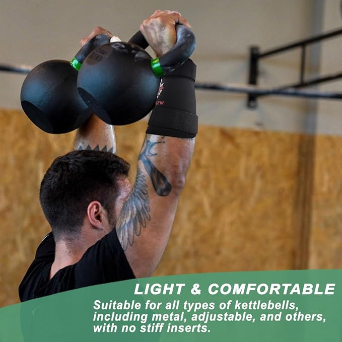 Kettlebell Wrist Guards, Adjustable Straps for Comfortable Fit, 7mm Protection - Covers Wrist and Forearm, Wear on Skin and Shirt, Lightweight and Durable (Pair)