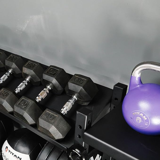 Titan Fitness Elite Series Mass Storage System for Dumbbell Kettlebell Slam Ball Storage, Core Unit, Bolt-On Adjustable Shelves, Home Gym Storage Rack for Workout Equipment