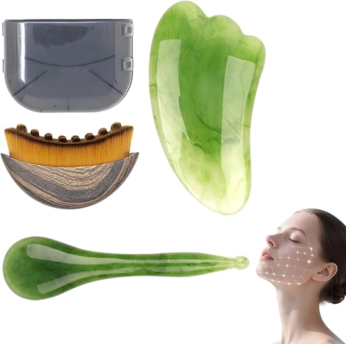Lymphatic Contour Face Brush,with A Patting Stick and A Sha Board.,Lymphatic Drainage Massager,Contour Brush,Sha Facial Tools for Face Chin & Jawline Sculpting and Relieve