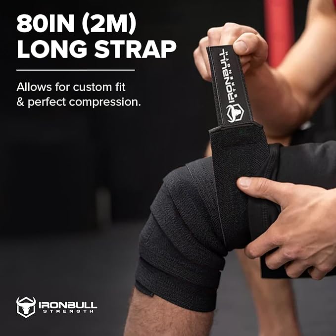Knee Wraps for Weightlifting - 80" Elastic Knee Straps for Squats and Weight Lifting - Lifting Knee Wraps for Strength & Compression Wrap - Knee Support for Squatting, Powerlifting, Gym