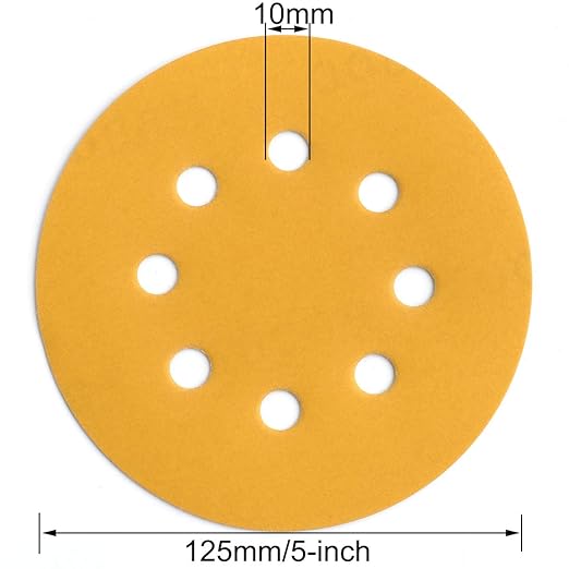5-Inch 8-Hole Hook and Loop Sanding Discs 800-Grit Random Orbit Sandpaper, 50-Pack