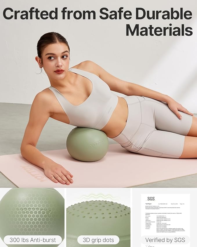 YOTTOY Small Exercise Ball，9-inch Pilates Ball with Anti-Burst Technology for Stability, Ideal for Yoga, Pilates, Physical Therapy & Home Workouts