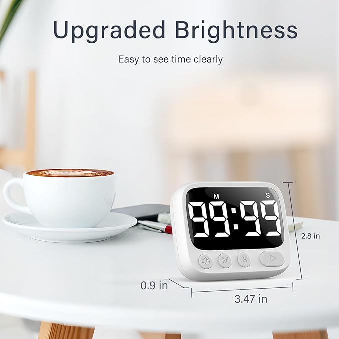 HAUKINIX Shower Timer Waterproof Bathroom Toilet Timer Digital Kitchen for Wall Mount, Study w/Foldable Stand, Countdown Stopwatch w/Suction Cup for Swim, Rechargeable, 2 Pack White