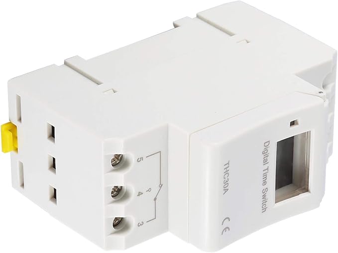 YWBL-WH DIN Rail Digital Timer Switch 30A 110V with Programmable LCD Display, Industrial-Grade Time Relay for HVAC, Lighting & Industrial Automation Control