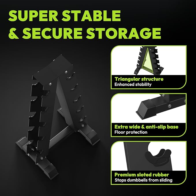 HANDBODE Dumbbell Rack A Frame Weight Rack Stand Dumbbell Weight Storage for Home Gym, Space-Saving Weight Stand for Home Gym