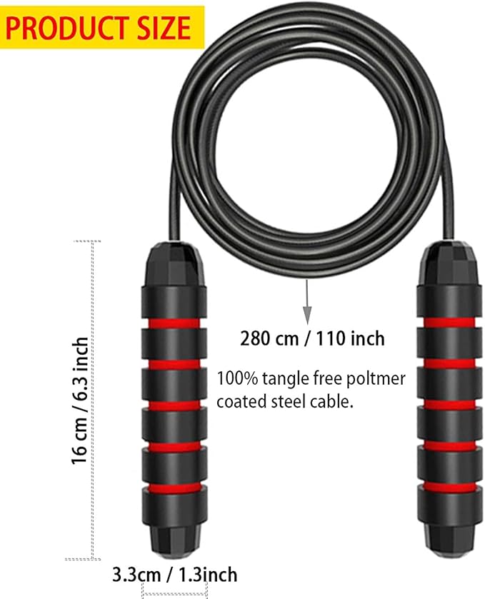 MRX BOXING & FITNESS Speed Jump Rope for Men, Women & Kids Tangle-Free Adjustable Steel Cable with Smooth Ball Bearings, and Comfortable Foam Handles for Full-Body Workouts