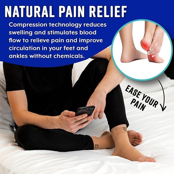 Compression Socks for Plantar Fasciitis & Achilles Tendonitis Relief – Pair of Ankle Compression Sleeves for Foot Swelling, Heel Spurs, Pain & Fatigue – Comfortable Arch Support Brace for Daily Use (White, X-Large)