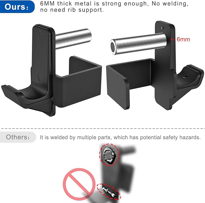 Kipika J-Hooks for Squat/Power Rack, Weight Plate Holder Set for 2" x 2" or 3" x 3" Power Rack, Heavy Duty J-Cups Barbell Holder & Weight Storage