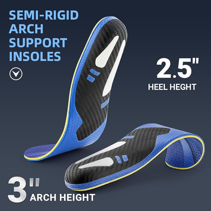 VALSOLE Plantar Fasciitis Arch Support Insoles,210lbs+ Heavy Duty Support Pain Relief Orthotics,High Arch Insoles,for Flat Feet,Arch Pain,Heel Pain Comfort Insoles,Work Boot Shoe Insole for Men Women