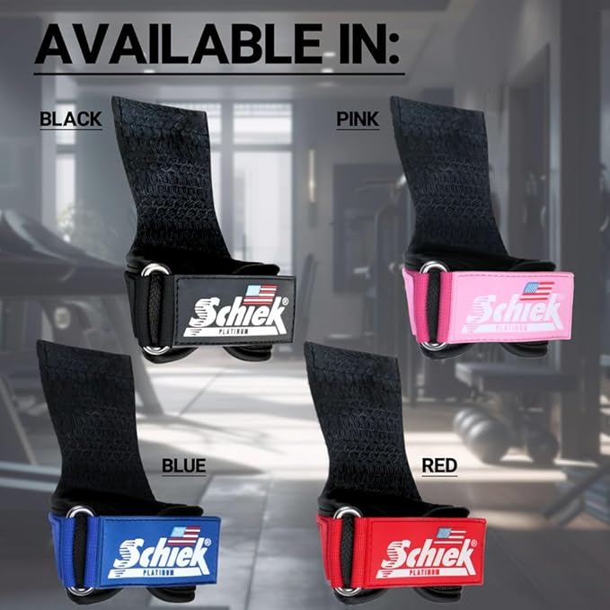 Schiek Sports Model 1907 Platinum Edition Ultimate Grips - 3 in 1 Weight Lifting Straps Wrist Wraps and Grip Pads - Secure Non Slip Control and Comfort for Strength Training