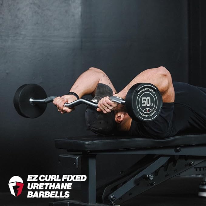 Rubber Curl Fixed Barbells, Pre-Loaded Weight Bar for Strength Training & Weightlifting