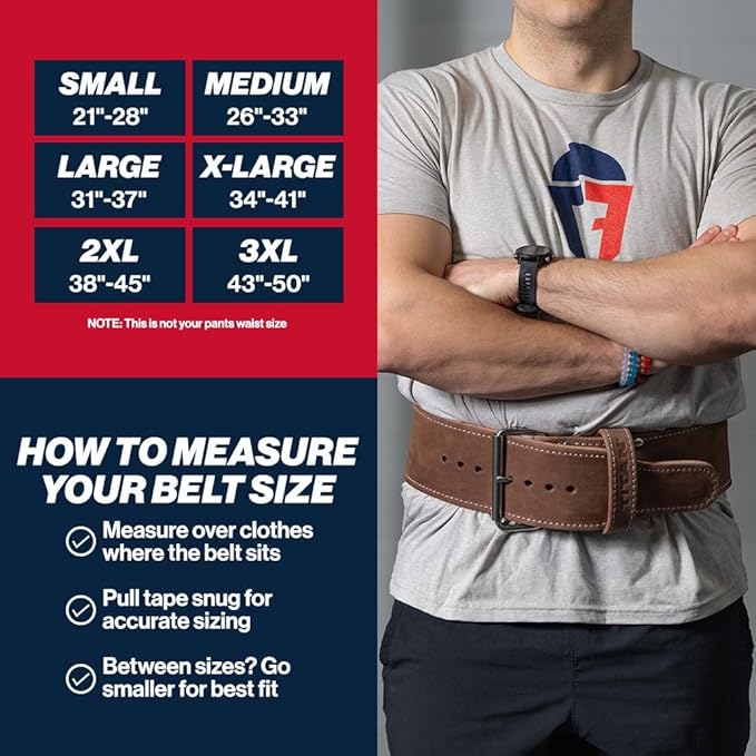Titan Fitness MAXXUM Weightlifting Belt, 4" Wide x 10mm Thick Vegetable-Tanned Leather, Adjustable Single Prong Buckle for Powerlifting, Deadlifts, Weight Training & Bodybuilding