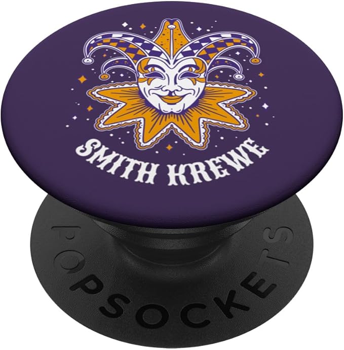 Colorful Mardi Gras Smith Krewe Family Fat Tuesday PopSockets Adhesive PopGrip