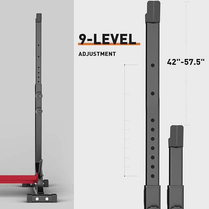 Elevens Squat Rack Stand Adjustable Bench Press Rack Barbell Rack Stand Multi-Function Weight Lifting Rack for Home Gym Strength Training